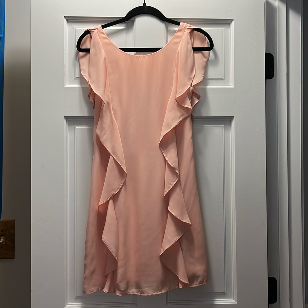 Audree Blush Pink Ruffled Sleeveless less Dress